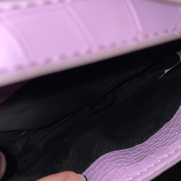 PrettyLittleThing Lilac Croc Buckle Front Shoulder Bag | Purple Purse - Picture 10 of 15